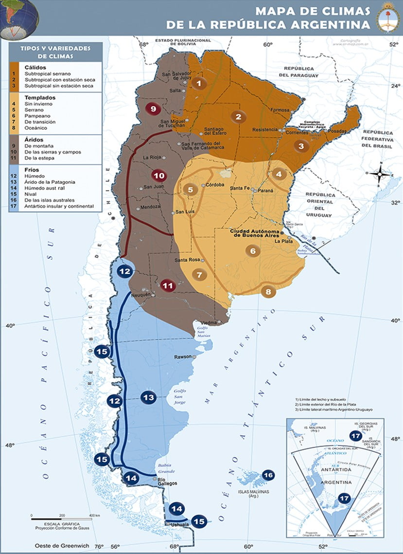 Mapa climático de Argentina Infoagro